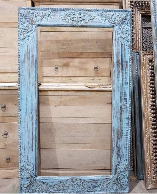 Rustic Distressed Blue Finished Mirror