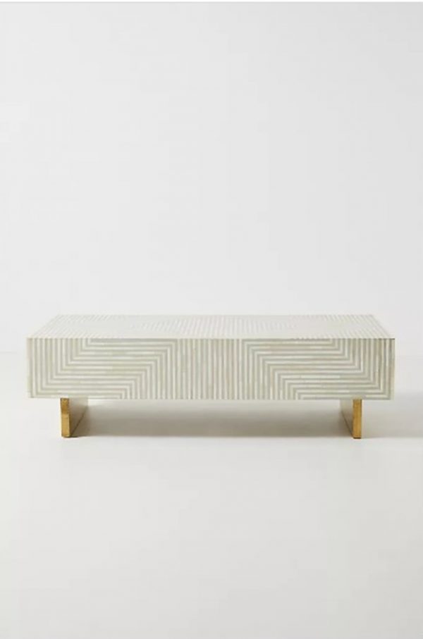 bone inlay stripe design squar coffee table in grey main