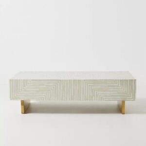 bone inlay stripe design squar coffee table in grey main