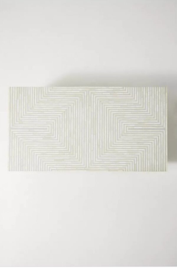 bone inlay stripe design squar coffee table in grey top