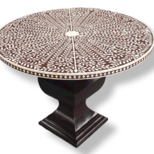 Bone Inlay Floral Design Big Dining Table Brown, Bone Inlay Floral Design Round Dinning Brown, Bone Inlay Home Furniture