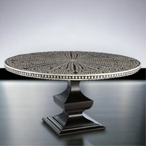 Bone Inlay Floral Design Big Dining Table Black, Bone Inlay Floral Design Round Dinning Black, Bone Inlay Home Furniture